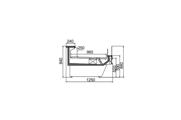 Гастрономическая витрина Missouri сold diamond MC 126 deli PS/self M с максимальной глубиной выкладки товара Hitline