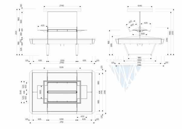 Гондола для овощей и фруктов (тип 8) V-light трехсекционный