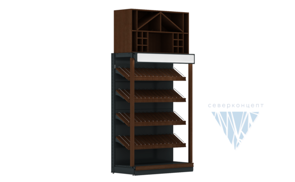 Стеллаж пристенный для алкоголя (тип 1-2) с коробом 