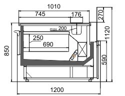 Витрина Missouri MC 120 sushi/pizza PP/PS/L/self M Hitline