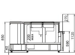 Витрина Missouri NC 120 heat BM PP/PS/L/self  угловые элементы Hitline