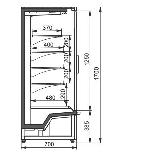 Полувертикальная витрина Indiana eco medium ASV 070 MT D M/A Hitline