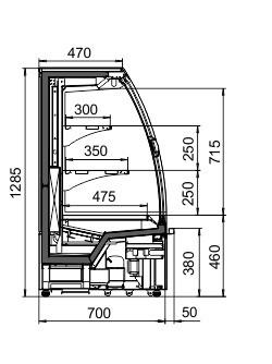 Полувертикальная витрина Indiana eco MSV 070 MT D M/A Hitline