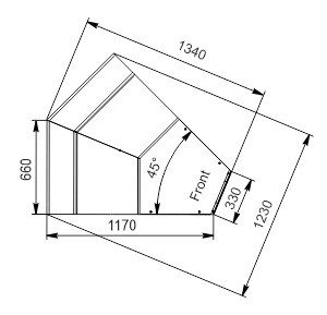 Витрина Missouri MC 120 deli PP/PS/self M  угловые элементы Hitline