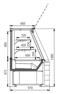 Кондитерская витрина Dakota sapphire KA 090 patisserie PS A  угловые элементы Hitline