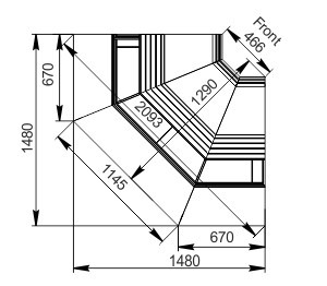 Витрина Sonata AG 120 deli OS A  angular elements Hitline