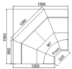Витрина Symphony MG 120 deli PS/OS/self/T/T2 M  угловые элементы Hitline