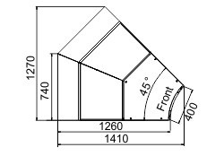 Витрина Missouri cold diamond MC 125 deli PS/self M  угловые элементы Hitline