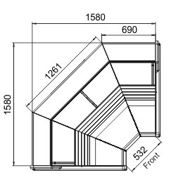 Витрина Symphony MG 120 deli PS/OS/self/T/T2 M  угловые элементы Hitline