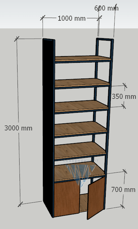 Стеллаж ЛОФТ ТИП 1 (изготовление на заказ) 