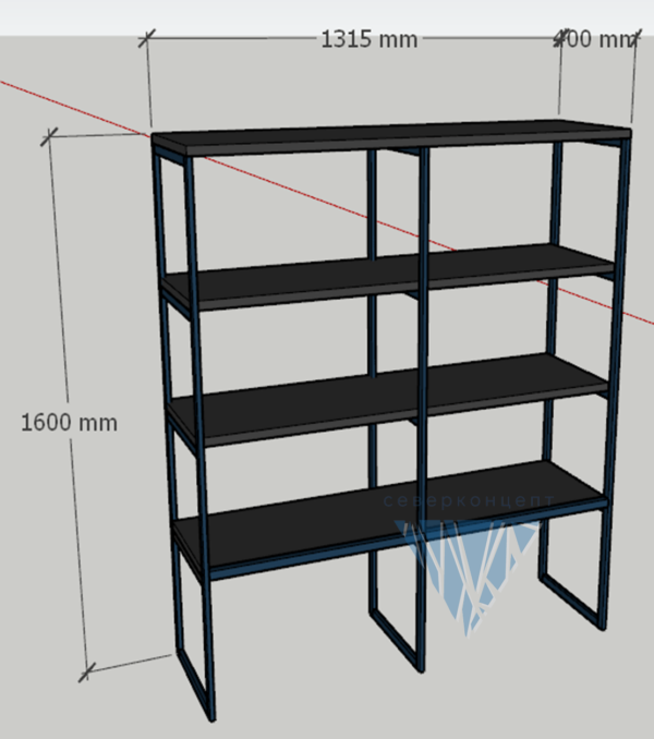 Стеллаж ЛОФТ ТИП 2 (изготовление на заказ) 