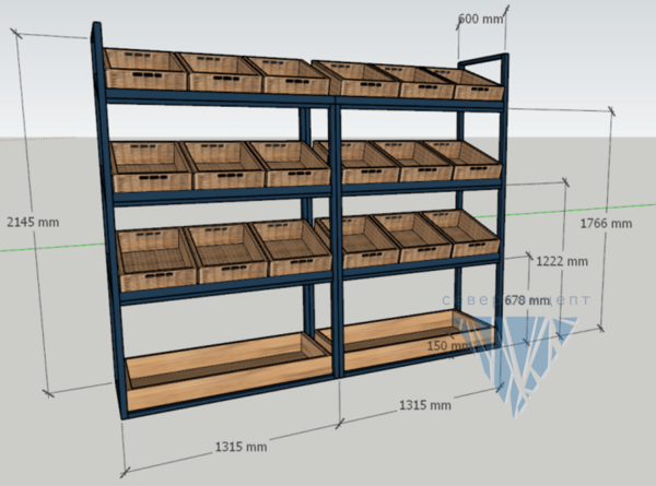 Стеллаж ЛОФТ Овощной (изготовление на заказ) 
