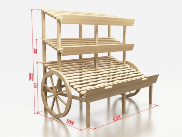 Развал-телега для овощей и фруктов с тремя полками EM-02.105.000 СБ