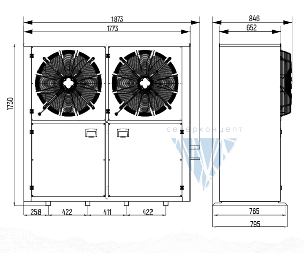 Компрессорно-конденсаторный блок ССB6R45 2xYM49E1G Intercold