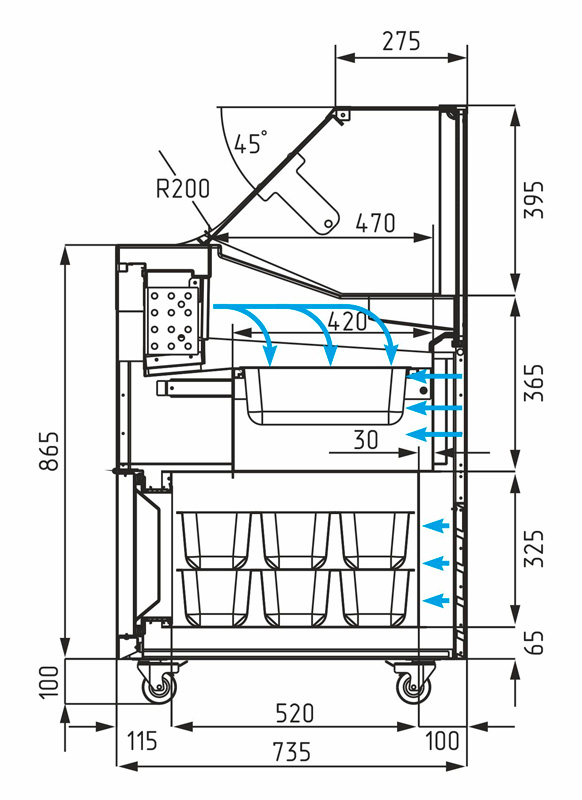 Витрина для мороженого Carboma IC72 SL 1,3-1 (9003)