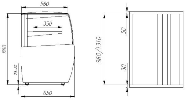 Кондитерская витрина Carboma K70 VM 1,3-12 LIGHT (ВХСв - 1,3д MINI)