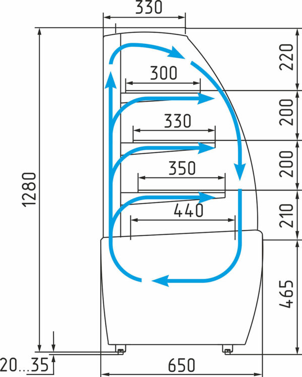 Кондитерская витрина серого цвета Carboma ВХСв-1,3Д (Техно, K70 VM 1,3-1 LIGHT)