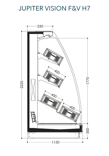 Высокая пристенная витрина JUPITER VSION и F&V