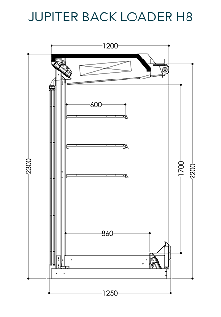 Пристенный стеллаж JUPITER BACK LOADER