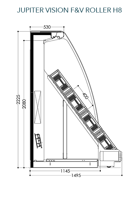 Пристенный стеллаж Roll in JUPITER VISION F&V